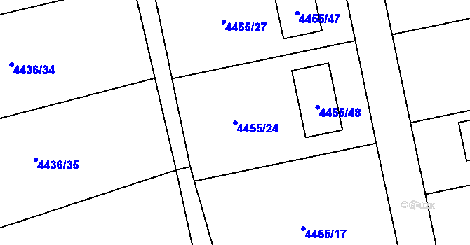 Parcela st. 4455/24 v KÚ Lískovec u Frýdku-Místku, Katastrální mapa
