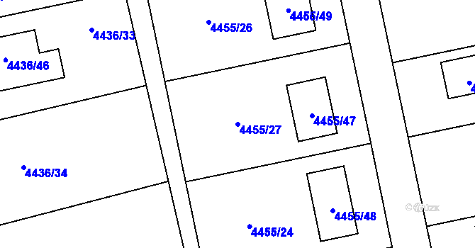 Parcela st. 4455/27 v KÚ Lískovec u Frýdku-Místku, Katastrální mapa