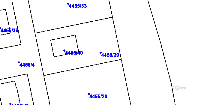 Parcela st. 4455/29 v KÚ Lískovec u Frýdku-Místku, Katastrální mapa