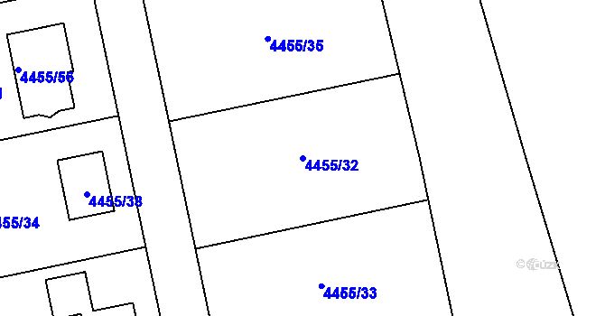 Parcela st. 4455/32 v KÚ Lískovec u Frýdku-Místku, Katastrální mapa