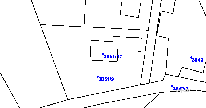 Parcela st. 3851/12 v KÚ Lískovec u Frýdku-Místku, Katastrální mapa