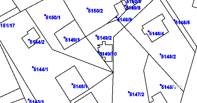 Parcela st. 5149/10 v KÚ Lískovec u Frýdku-Místku, Katastrální mapa
