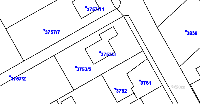 Parcela st. 3753/3 v KÚ Lískovec u Frýdku-Místku, Katastrální mapa