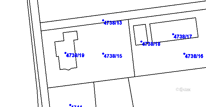 Parcela st. 4738/15 v KÚ Lískovec u Frýdku-Místku, Katastrální mapa
