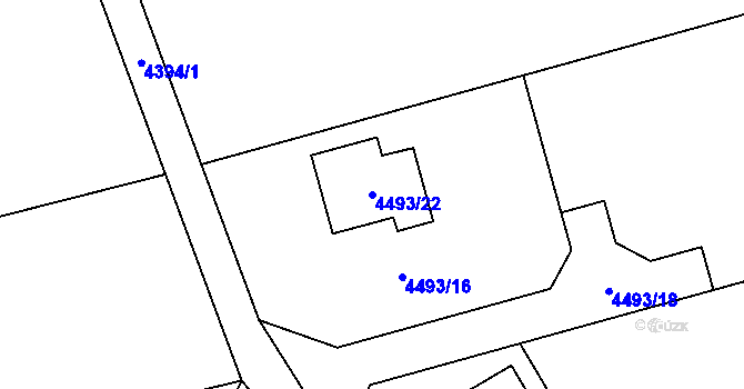 Parcela st. 4493/22 v KÚ Lískovec u Frýdku-Místku, Katastrální mapa