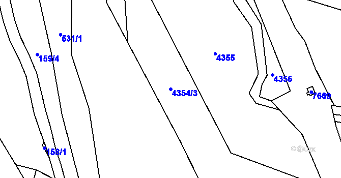 Parcela st. 4354/3 v KÚ Lískovec u Frýdku-Místku, Katastrální mapa