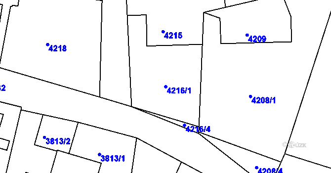 Parcela st. 4216/1 v KÚ Lískovec u Frýdku-Místku, Katastrální mapa