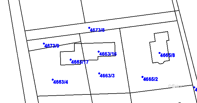 Parcela st. 4663/16 v KÚ Lískovec u Frýdku-Místku, Katastrální mapa