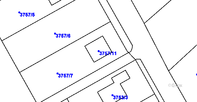 Parcela st. 3757/11 v KÚ Lískovec u Frýdku-Místku, Katastrální mapa