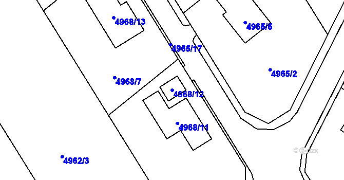 Parcela st. 4968/12 v KÚ Lískovec u Frýdku-Místku, Katastrální mapa