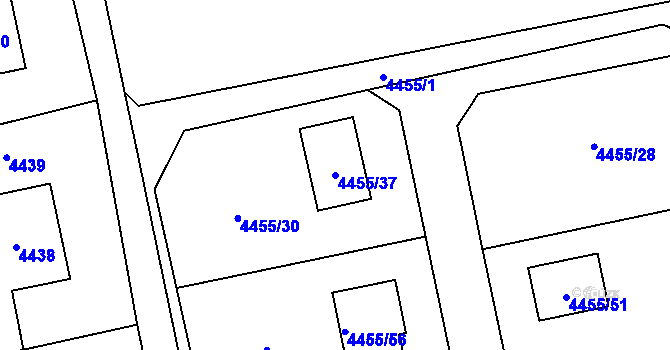 Parcela st. 4455/37 v KÚ Lískovec u Frýdku-Místku, Katastrální mapa