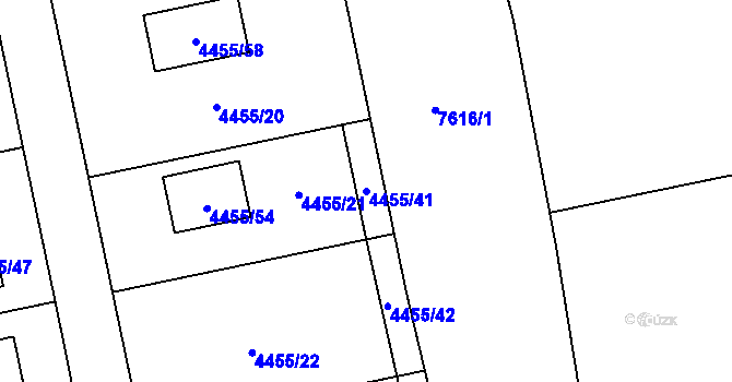 Parcela st. 4455/41 v KÚ Lískovec u Frýdku-Místku, Katastrální mapa