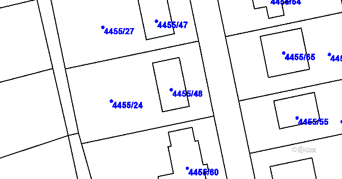 Parcela st. 4455/48 v KÚ Lískovec u Frýdku-Místku, Katastrální mapa