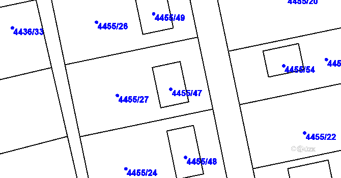 Parcela st. 4455/47 v KÚ Lískovec u Frýdku-Místku, Katastrální mapa