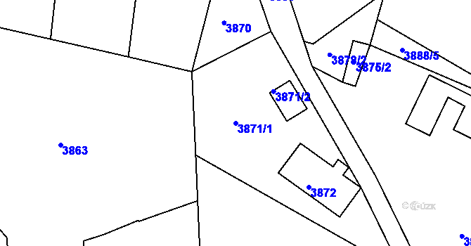 Parcela st. 3871/1 v KÚ Lískovec u Frýdku-Místku, Katastrální mapa