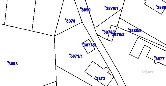 Parcela st. 3871/2 v KÚ Lískovec u Frýdku-Místku, Katastrální mapa