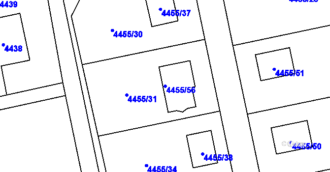 Parcela st. 4455/56 v KÚ Lískovec u Frýdku-Místku, Katastrální mapa