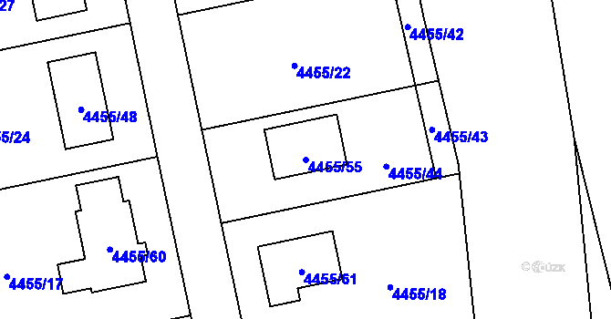 Parcela st. 4455/55 v KÚ Lískovec u Frýdku-Místku, Katastrální mapa