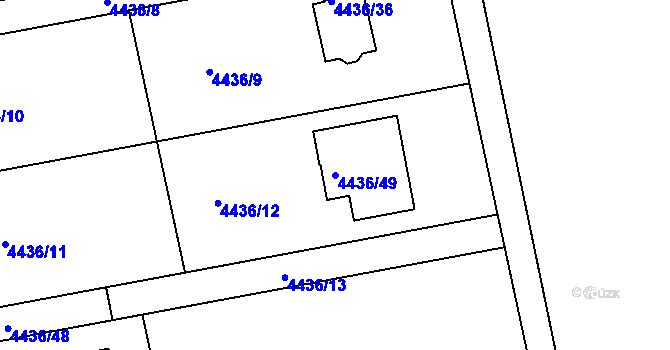 Parcela st. 4436/49 v KÚ Lískovec u Frýdku-Místku, Katastrální mapa