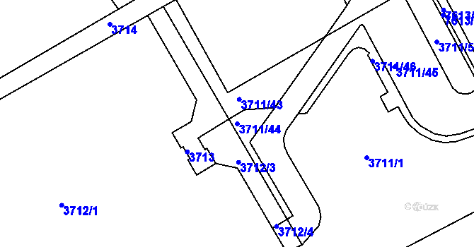Parcela st. 3711/44 v KÚ Lískovec u Frýdku-Místku, Katastrální mapa