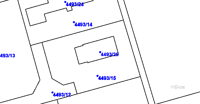 Parcela st. 4493/25 v KÚ Lískovec u Frýdku-Místku, Katastrální mapa