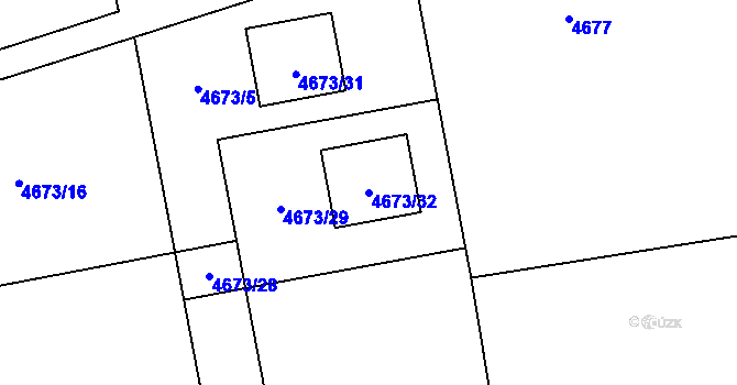 Parcela st. 4673/32 v KÚ Lískovec u Frýdku-Místku, Katastrální mapa