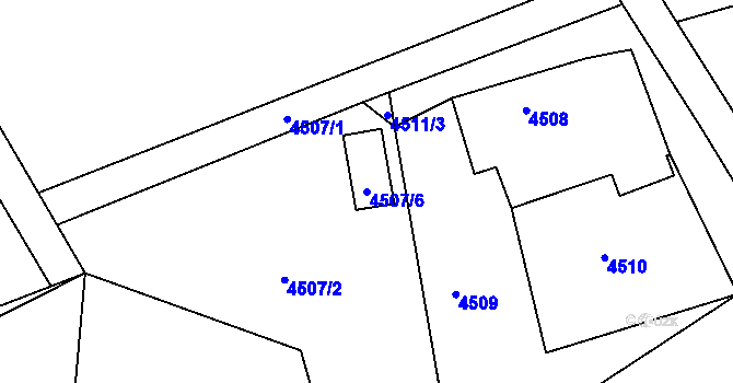 Parcela st. 4507/6 v KÚ Lískovec u Frýdku-Místku, Katastrální mapa