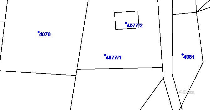 Parcela st. 4077/1 v KÚ Lískovec u Frýdku-Místku, Katastrální mapa
