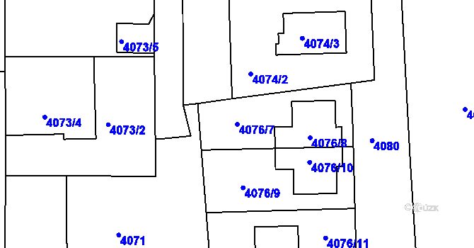 Parcela st. 4076/7 v KÚ Lískovec u Frýdku-Místku, Katastrální mapa
