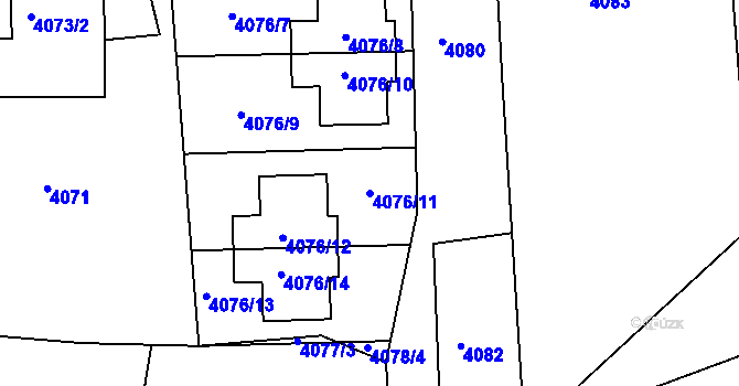 Parcela st. 4076/11 v KÚ Lískovec u Frýdku-Místku, Katastrální mapa