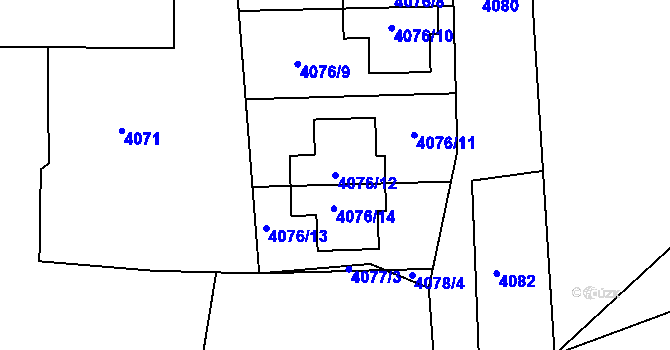 Parcela st. 4076/12 v KÚ Lískovec u Frýdku-Místku, Katastrální mapa