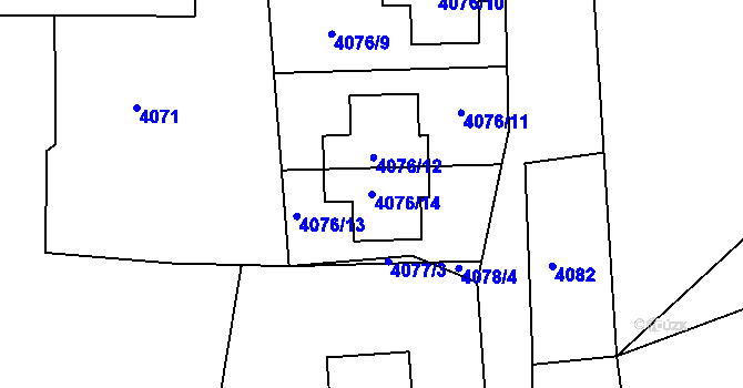 Parcela st. 4076/14 v KÚ Lískovec u Frýdku-Místku, Katastrální mapa