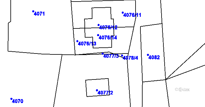Parcela st. 4077/3 v KÚ Lískovec u Frýdku-Místku, Katastrální mapa