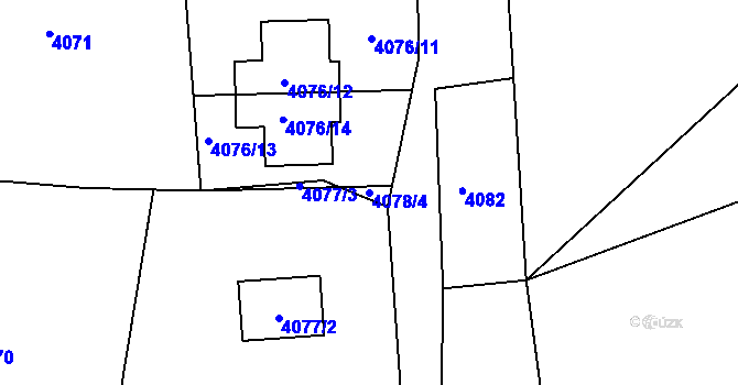 Parcela st. 4078/4 v KÚ Lískovec u Frýdku-Místku, Katastrální mapa