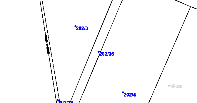 Parcela st. 202/36 v KÚ Lískovice u Ostroměře, Katastrální mapa