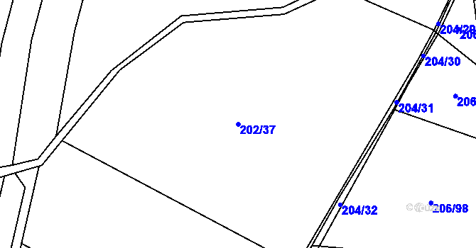 Parcela st. 202/37 v KÚ Lískovice u Ostroměře, Katastrální mapa