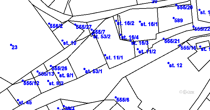 Parcela st. 11/1 v KÚ Líský, Katastrální mapa