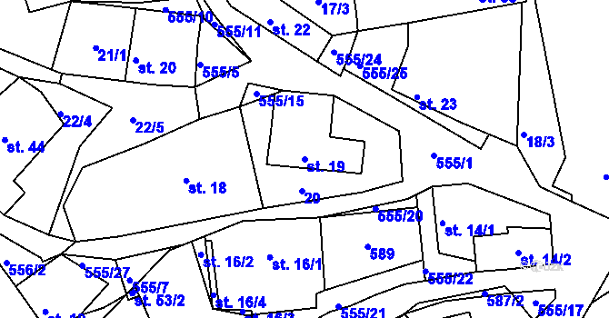 Parcela st. 19 v KÚ Líský, Katastrální mapa