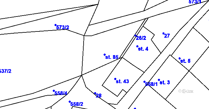 Parcela st. 85 v KÚ Líský, Katastrální mapa
