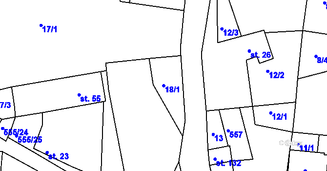 Parcela st. 18/1 v KÚ Líský, Katastrální mapa