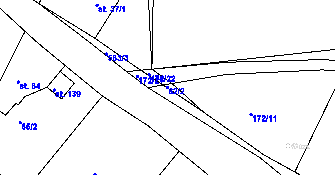 Parcela st. 62/2 v KÚ Líský, Katastrální mapa