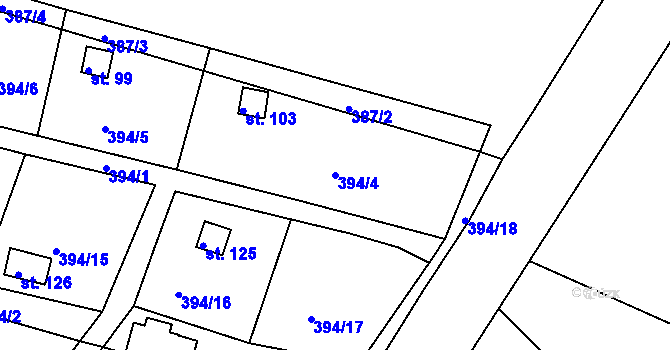 Parcela st. 394/4 v KÚ Líský, Katastrální mapa