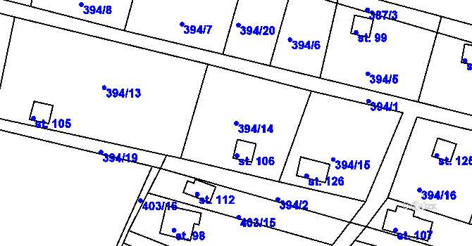 Parcela st. 394/14 v KÚ Líský, Katastrální mapa