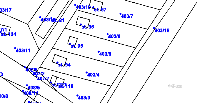 Parcela st. 403/5 v KÚ Líský, Katastrální mapa