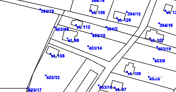 Parcela st. 403/14 v KÚ Líský, Katastrální mapa