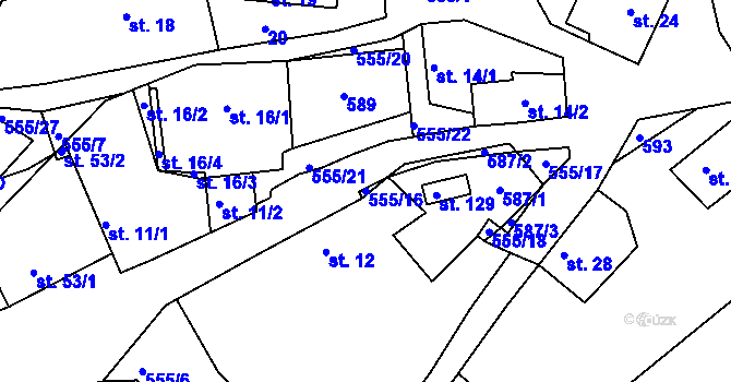 Parcela st. 555/16 v KÚ Líský, Katastrální mapa