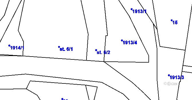 Parcela st. 6/2 v KÚ Lišany u Rakovníka, Katastrální mapa