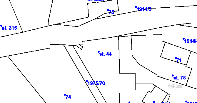 Parcela st. 44 v KÚ Lišany u Rakovníka, Katastrální mapa