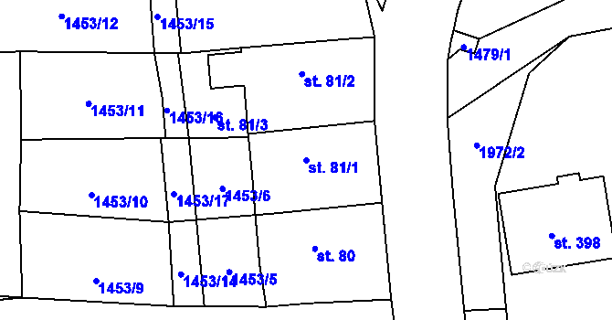 Parcela st. 81/1 v KÚ Lišany u Rakovníka, Katastrální mapa