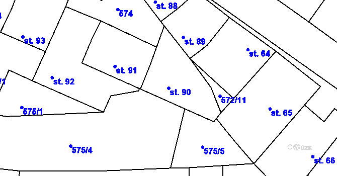 Parcela st. 90 v KÚ Lišany u Rakovníka, Katastrální mapa